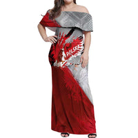 Polska Eagle Off Shoulder Maxi Dress Poland Sporty Grunge Style - Wonder Print Shop