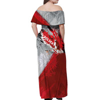 Polska Eagle Off Shoulder Maxi Dress Poland Sporty Grunge Style - Wonder Print Shop