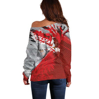 Polska Eagle Off Shoulder Sweater Poland Sporty Grunge Style - Wonder Print Shop