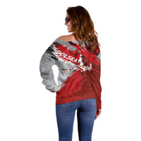 Polska Eagle Off Shoulder Sweater Poland Sporty Grunge Style - Wonder Print Shop