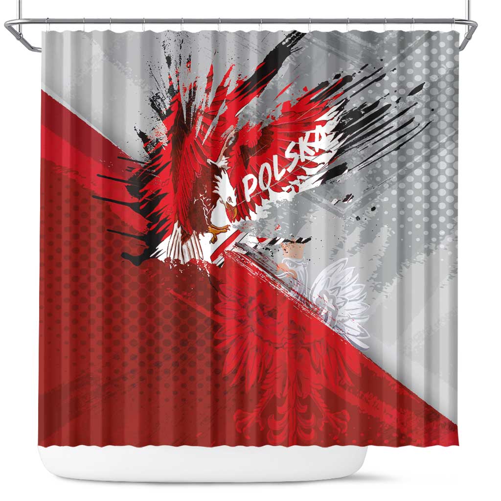 Polska Eagle Shower Curtain Poland Sporty Grunge Style - Wonder Print Shop