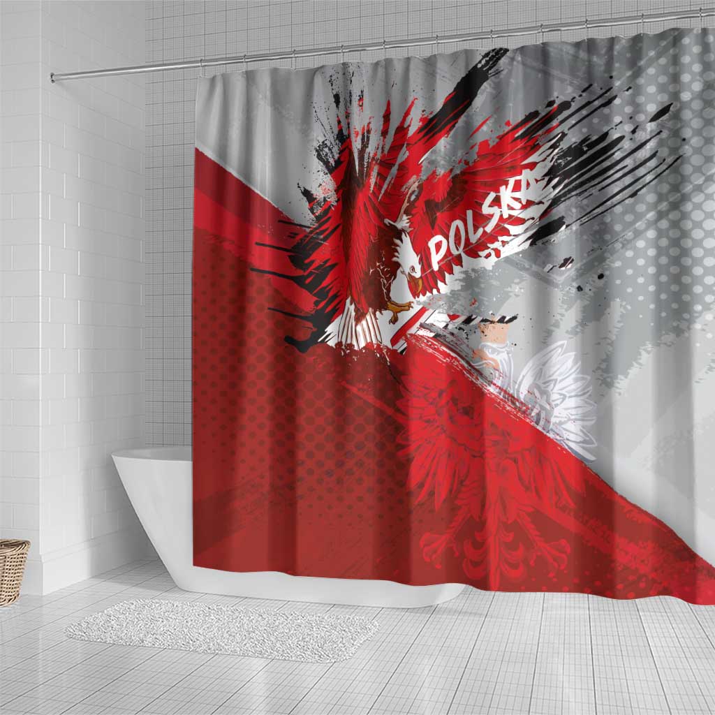 Polska Eagle Shower Curtain Poland Sporty Grunge Style - Wonder Print Shop