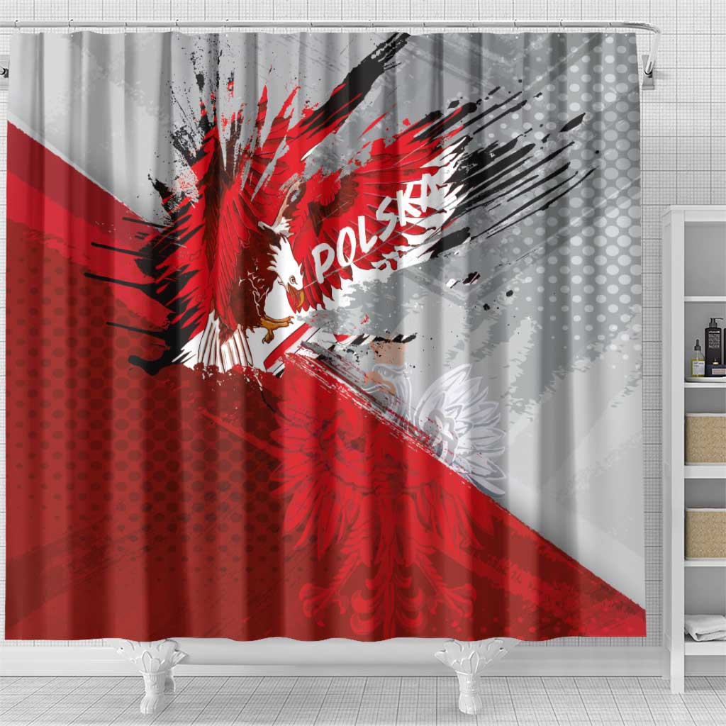 Polska Eagle Shower Curtain Poland Sporty Grunge Style - Wonder Print Shop