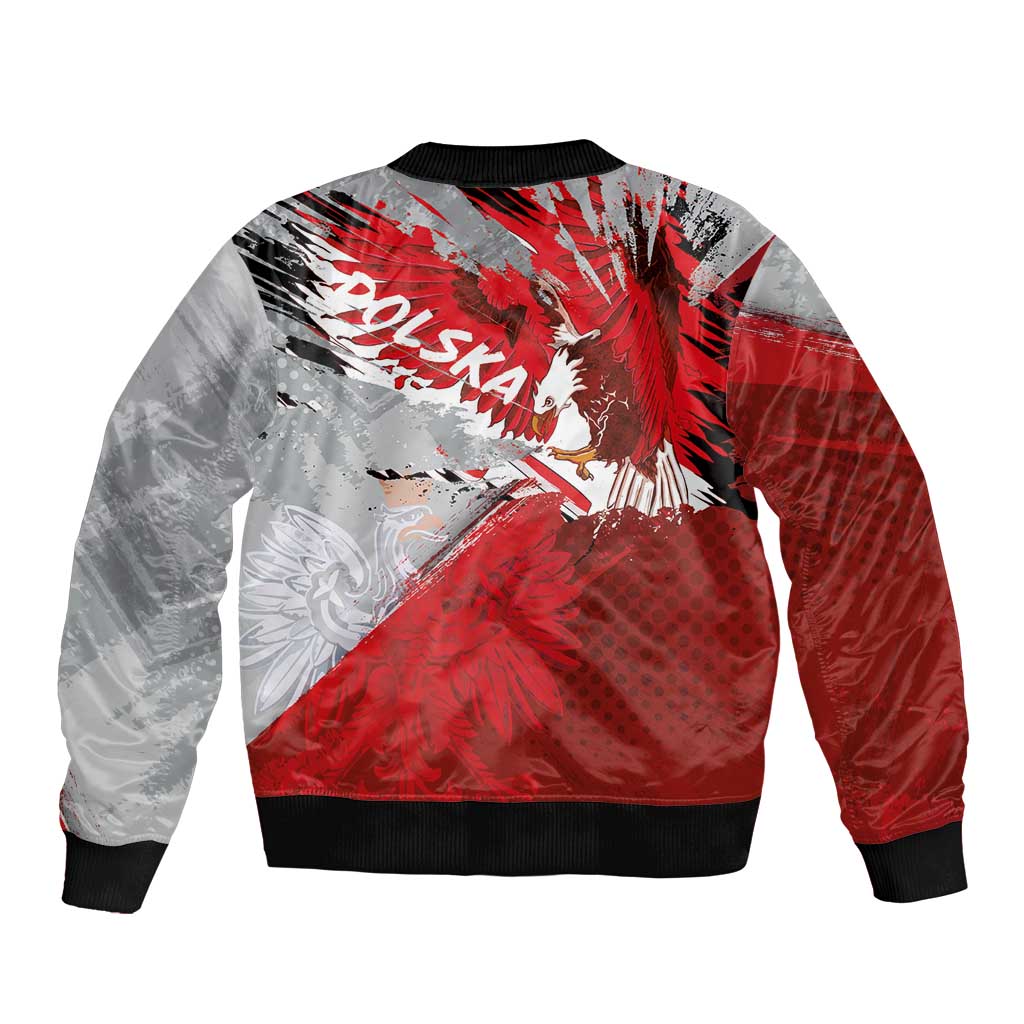 Polska Eagle Sleeve Zip Bomber Jacket Poland Sporty Grunge Style - Wonder Print Shop