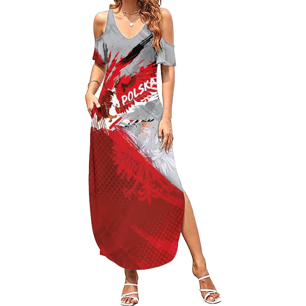 Polska Eagle Summer Maxi Dress Poland Sporty Grunge Style - Wonder Print Shop