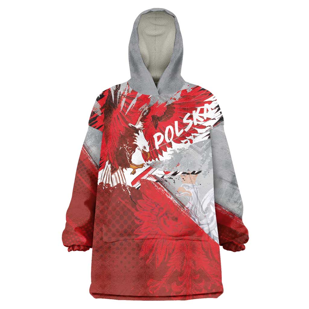 Polska Eagle Wearable Blanket Hoodie Poland Sporty Grunge Style - Wonder Print Shop