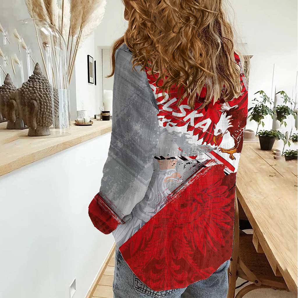 Polska Eagle Women Casual Shirt Poland Sporty Grunge Style - Wonder Print Shop