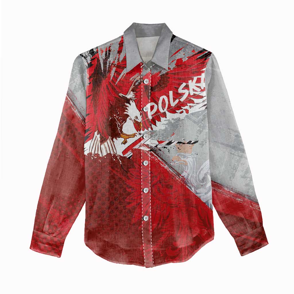 Polska Eagle Women Casual Shirt Poland Sporty Grunge Style - Wonder Print Shop