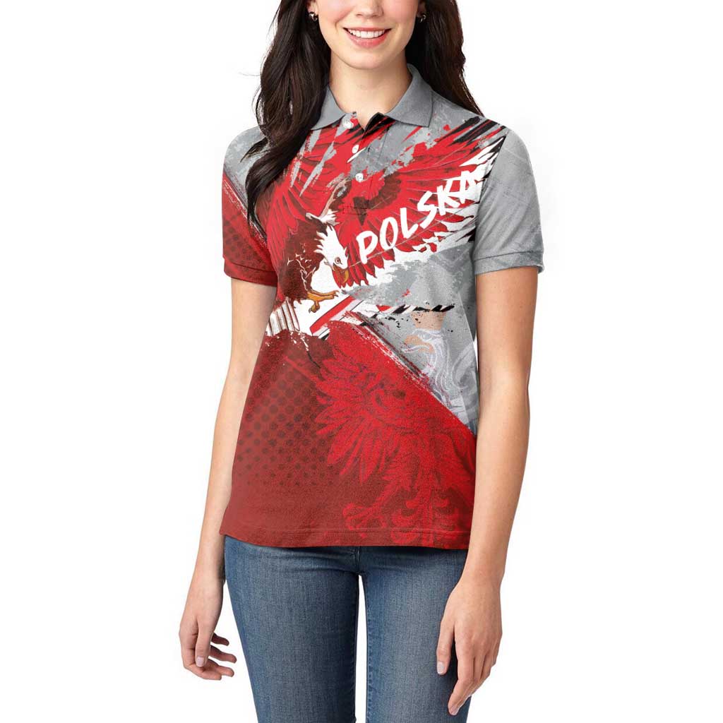 Polska Eagle Women Polo Shirt Poland Sporty Grunge Style - Wonder Print Shop