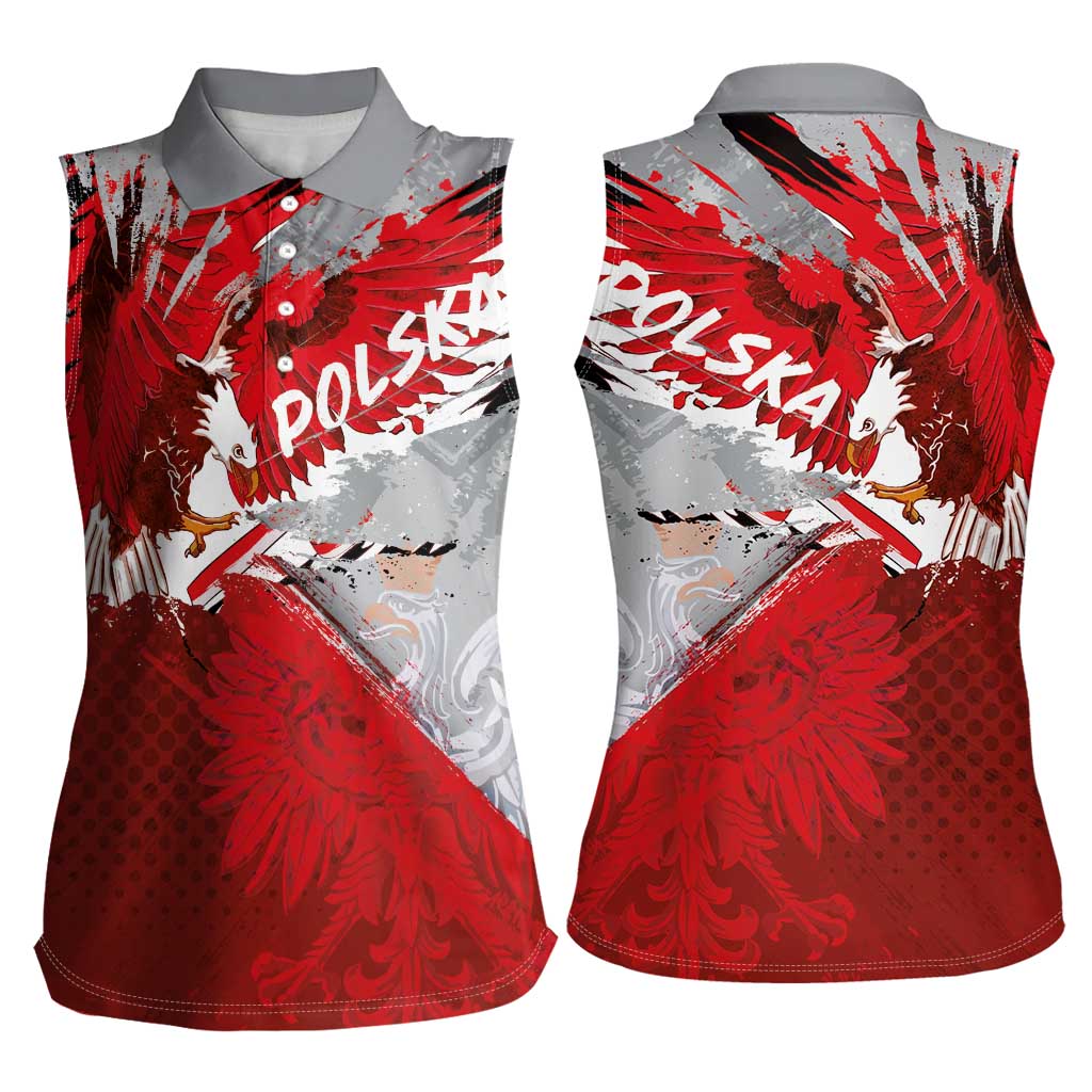 Polska Eagle Women Sleeveless Polo Shirt Poland Sporty Grunge Style - Wonder Print Shop