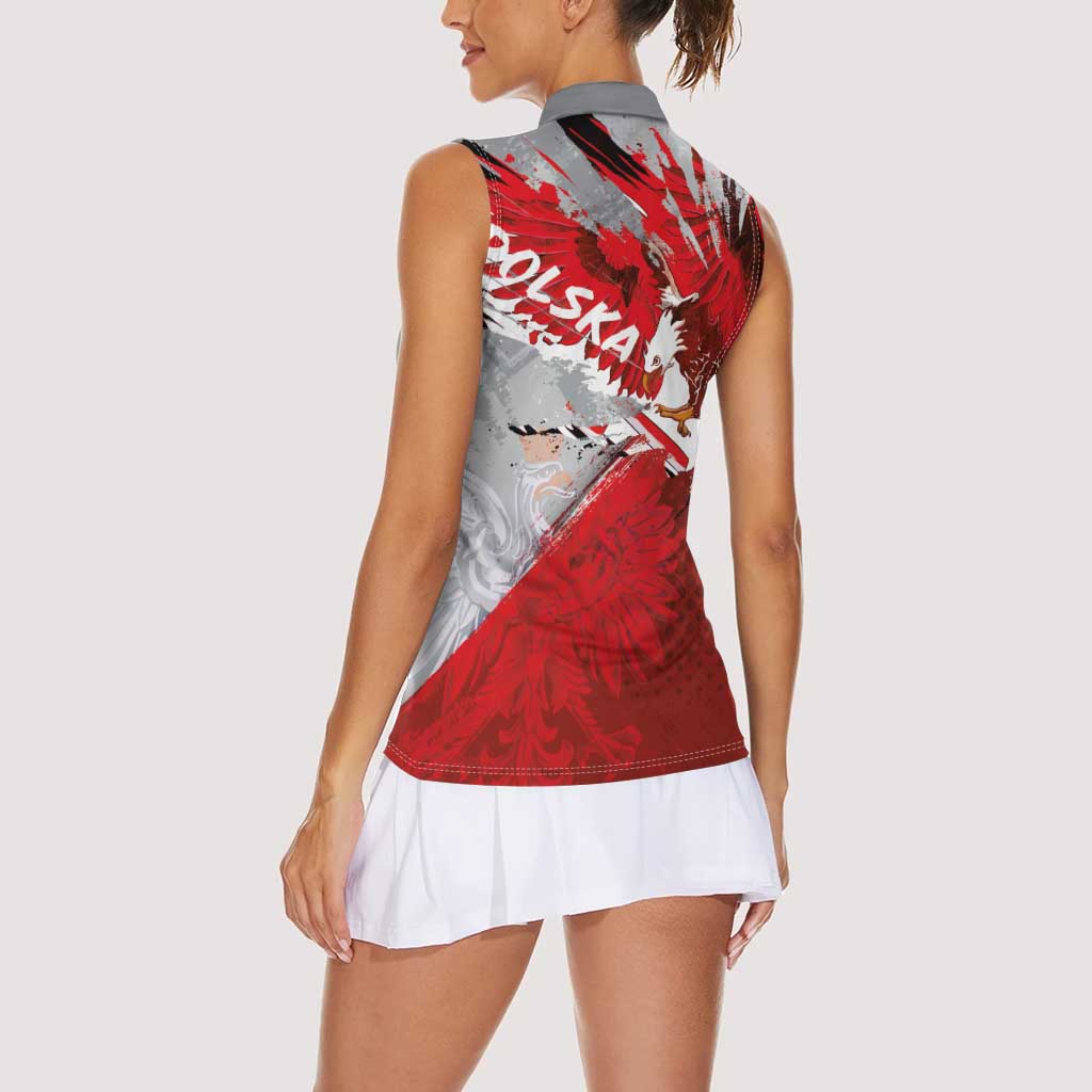 Polska Eagle Women Sleeveless Polo Shirt Poland Sporty Grunge Style - Wonder Print Shop