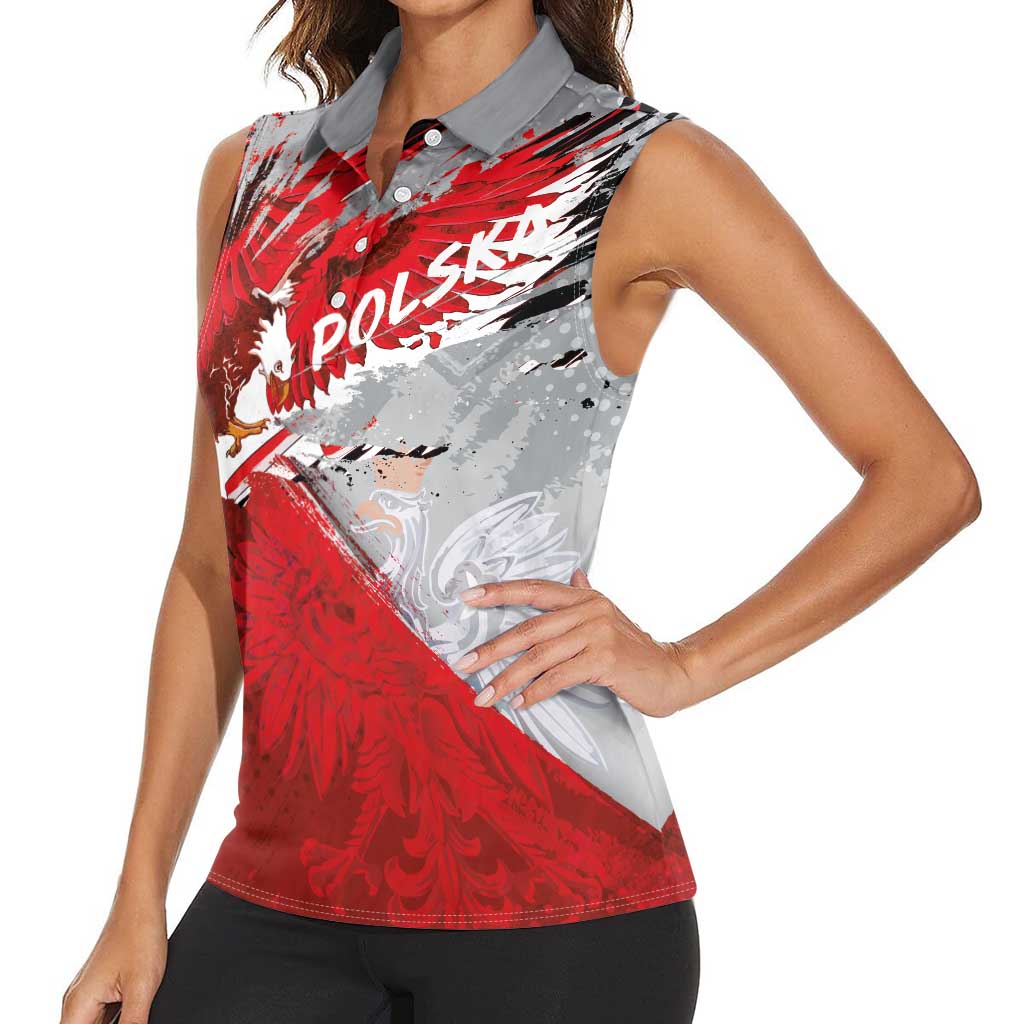 Polska Eagle Women Sleeveless Polo Shirt Poland Sporty Grunge Style - Wonder Print Shop