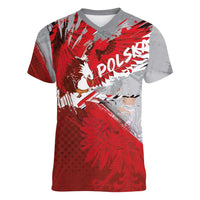 Polska Eagle Women V-Neck T-Shirt Poland Sporty Grunge Style - Wonder Print Shop