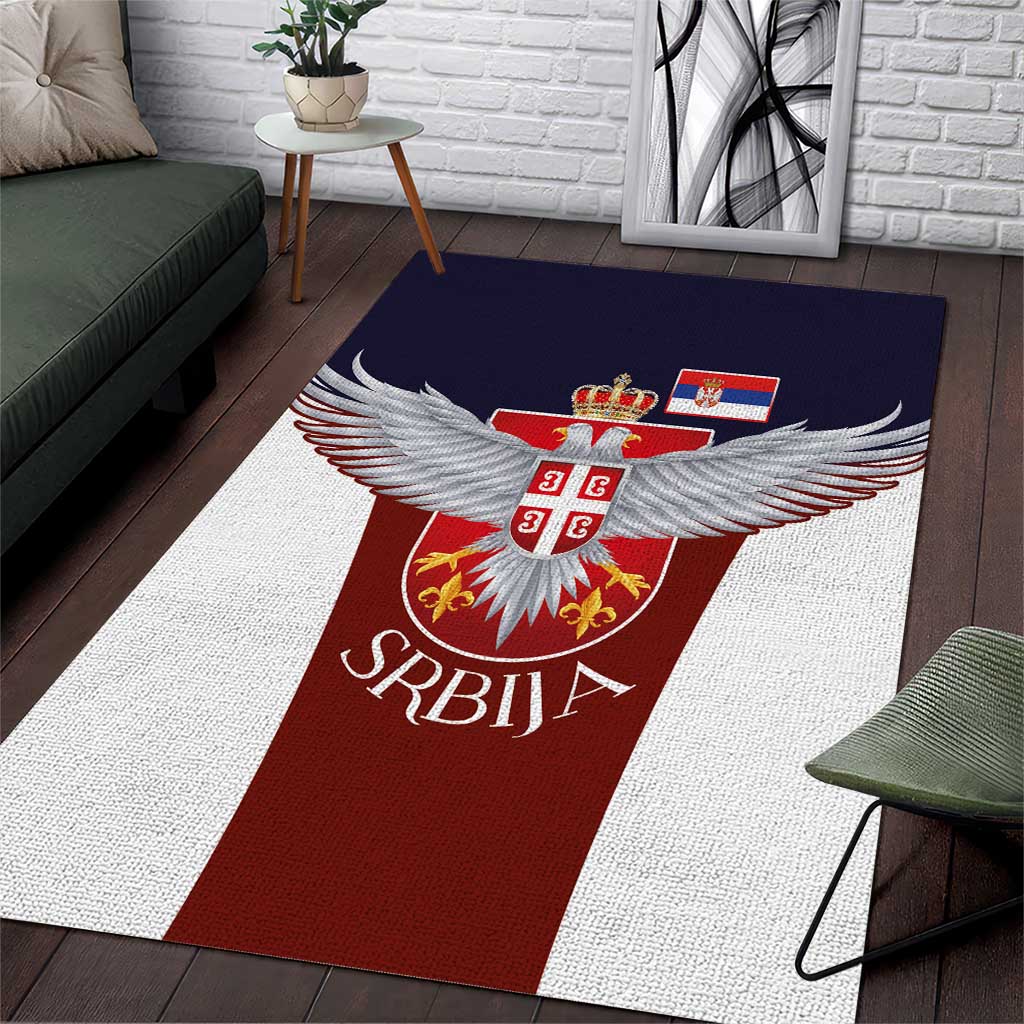 Serbia Area Rug Double Headed Eage Emblem Sporty - Wonder Print Shop