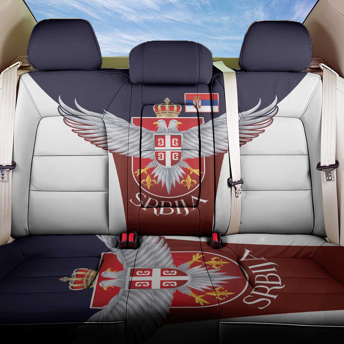 Serbia Back Car Seat Cover Double Headed Eage Emblem Sporty - Wonder Print Shop