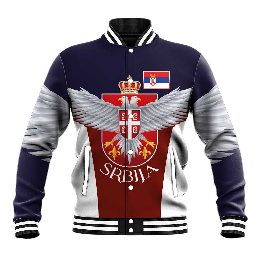 Serbia Baseball Jacket Double Headed Eage Emblem Sporty - Wonder Print Shop