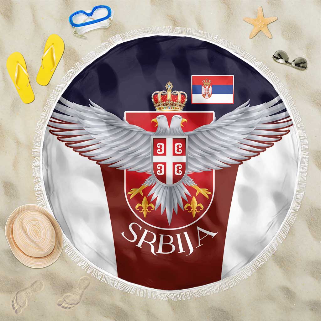 Serbia Beach Blanket Double Headed Eage Emblem Sporty - Wonder Print Shop