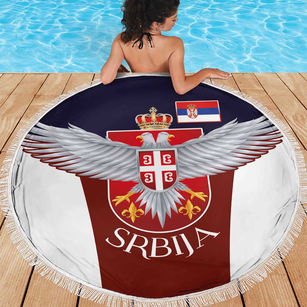 Serbia Beach Blanket Double Headed Eage Emblem Sporty - Wonder Print Shop