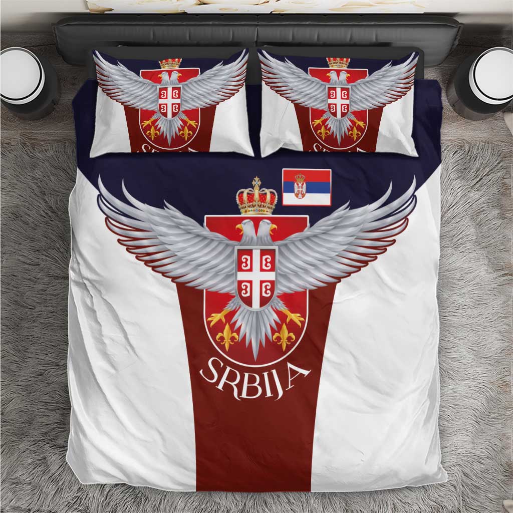 Serbia Bedding Set Double Headed Eage Emblem Sporty - Wonder Print Shop
