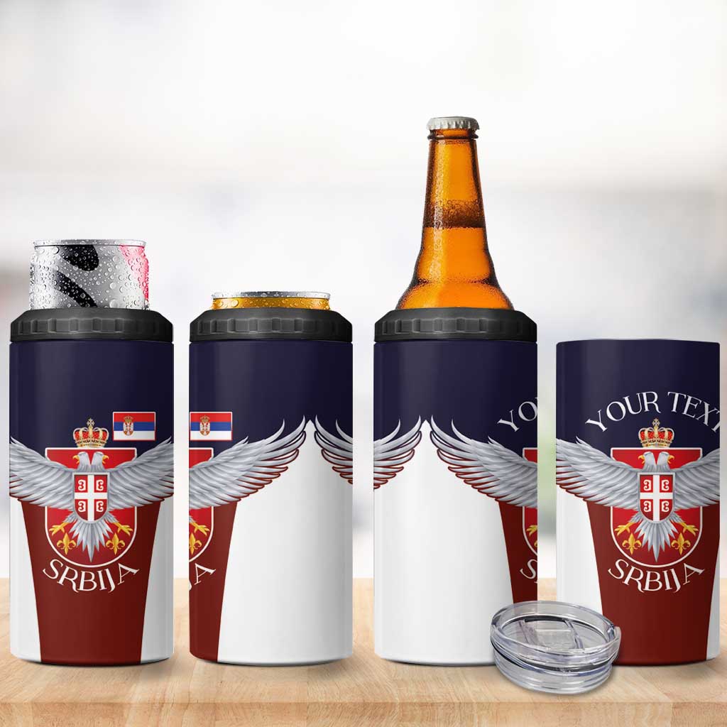 Serbia 4 in 1 Can Cooler Tumbler Double Headed Eage Emblem Sporty - Wonder Print Shop