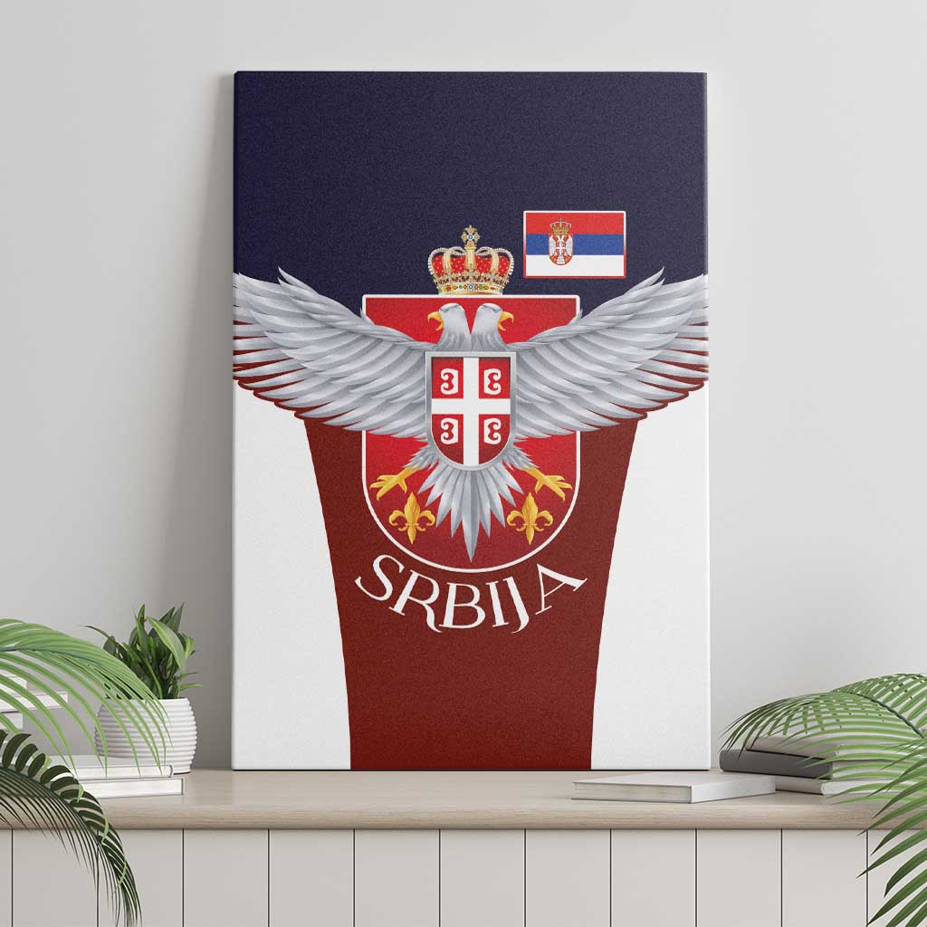 Serbia Canvas Wall Art Double Headed Eage Emblem Sporty - Wonder Print Shop