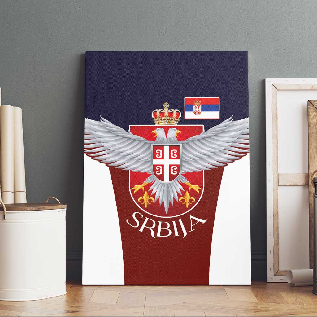 Serbia Canvas Wall Art Double Headed Eage Emblem Sporty - Wonder Print Shop