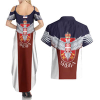 Serbia Couples Matching Summer Maxi Dress and Hawaiian Shirt Double Headed Eage Emblem Sporty - Wonder Print Shop