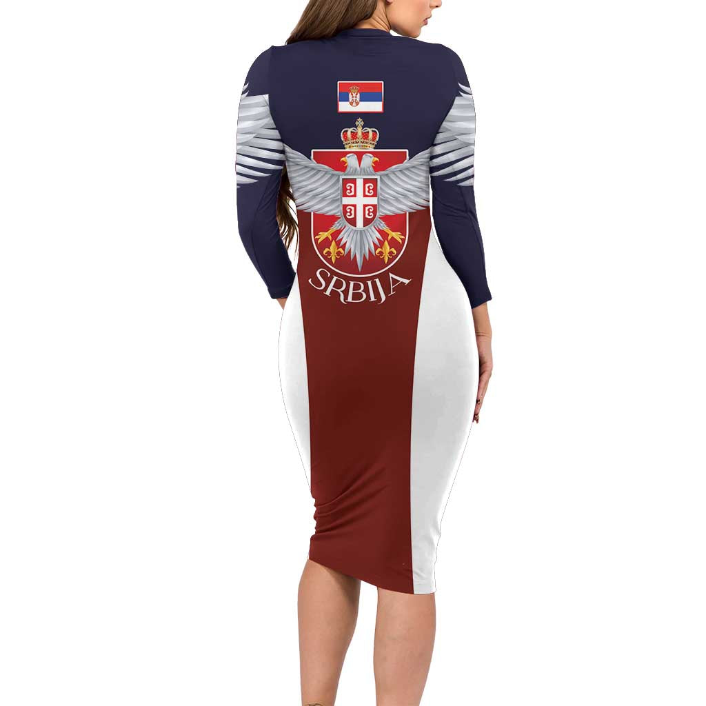 Serbia Family Matching Long Sleeve Bodycon Dress and Hawaiian Shirt Double Headed Eage Emblem Sporty - Wonder Print Shop