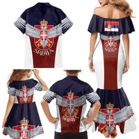 Serbia Family Matching Mermaid Dress and Hawaiian Shirt Double Headed Eage Emblem Sporty - Wonder Print Shop