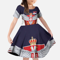 Serbia Family Matching Off The Shoulder Long Sleeve Dress and Hawaiian Shirt Double Headed Eage Emblem Sporty - Wonder Print Shop