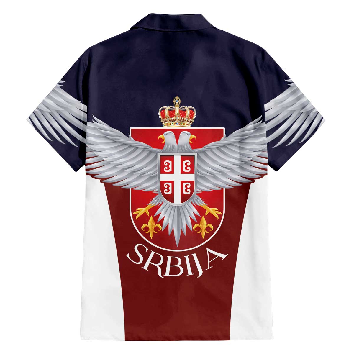 Serbia Family Matching Off The Shoulder Long Sleeve Dress and Hawaiian Shirt Double Headed Eage Emblem Sporty - Wonder Print Shop
