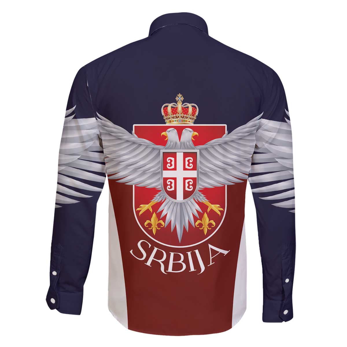 Serbia Family Matching Off The Shoulder Long Sleeve Dress and Hawaiian Shirt Double Headed Eage Emblem Sporty - Wonder Print Shop