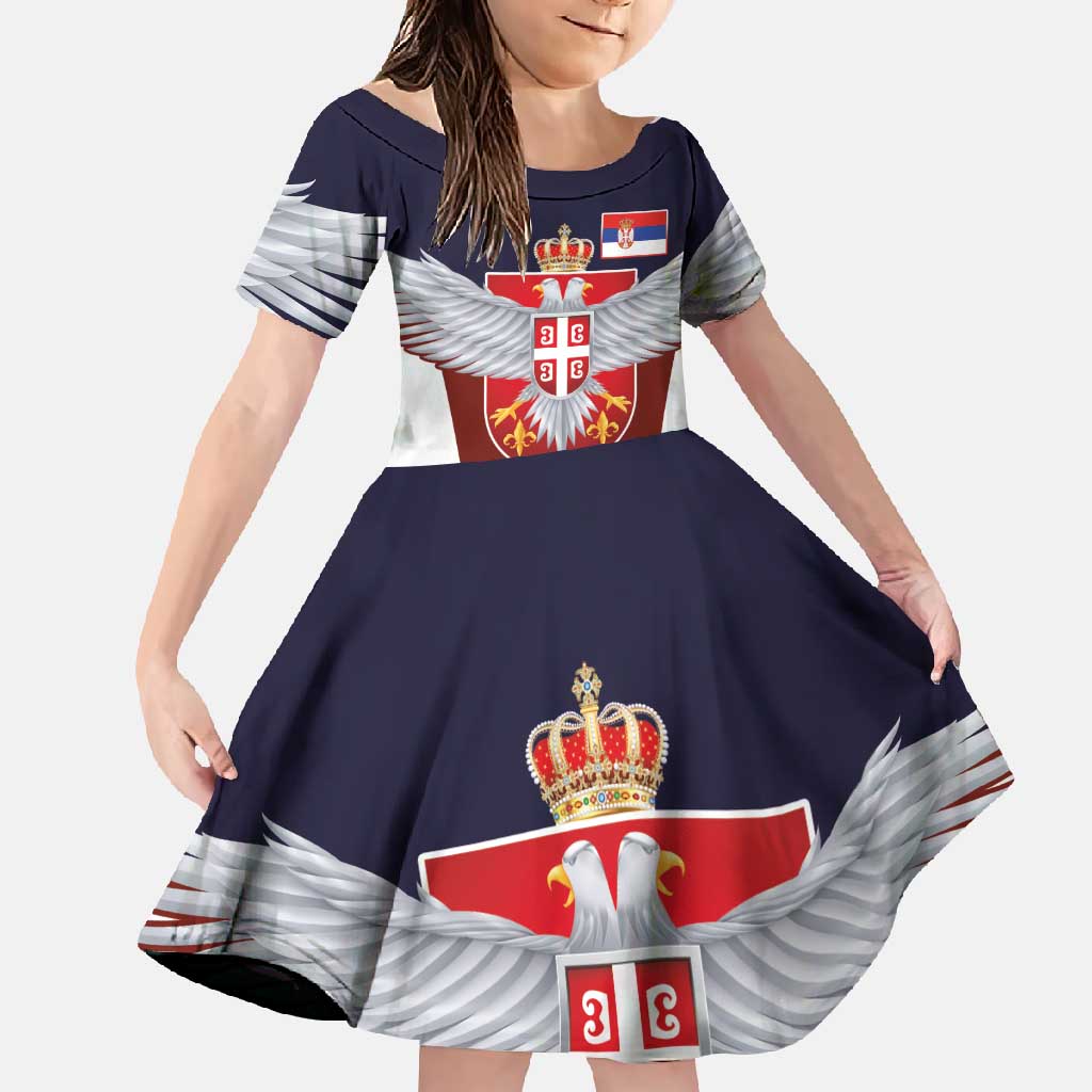 Serbia Family Matching Off Shoulder Maxi Dress and Hawaiian Shirt Double Headed Eage Emblem Sporty - Wonder Print Shop