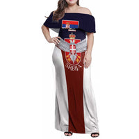 Serbia Family Matching Off Shoulder Maxi Dress and Hawaiian Shirt Double Headed Eage Emblem Sporty - Wonder Print Shop