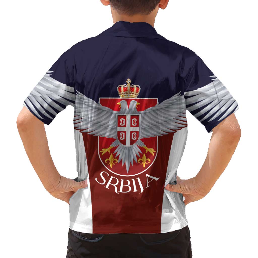 Serbia Family Matching Off Shoulder Short Dress and Hawaiian Shirt Double Headed Eage Emblem Sporty - Wonder Print Shop