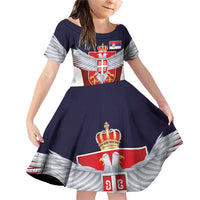 Serbia Family Matching Off Shoulder Short Dress and Hawaiian Shirt Double Headed Eage Emblem Sporty - Wonder Print Shop