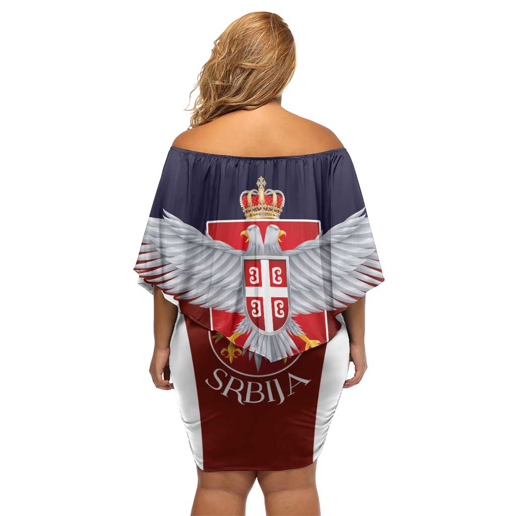 Serbia Family Matching Off Shoulder Short Dress and Hawaiian Shirt Double Headed Eage Emblem Sporty - Wonder Print Shop