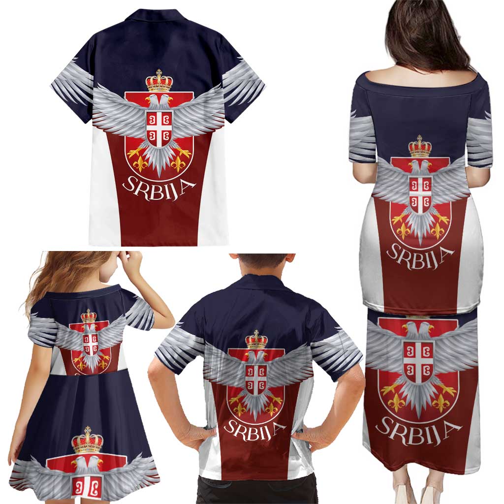 Serbia Family Matching Puletasi and Hawaiian Shirt Double Headed Eage Emblem Sporty - Wonder Print Shop