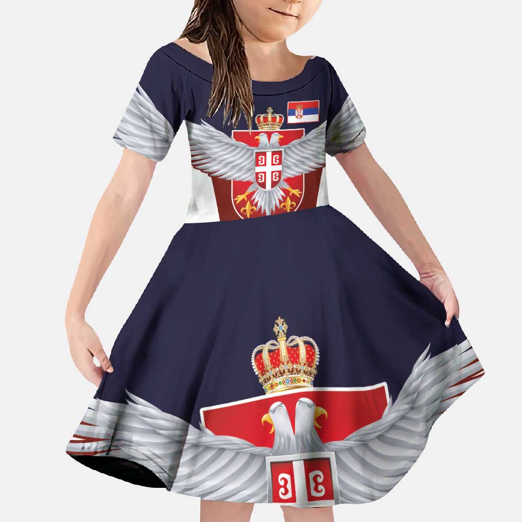 Serbia Family Matching Summer Maxi Dress and Hawaiian Shirt Double Headed Eage Emblem Sporty - Wonder Print Shop