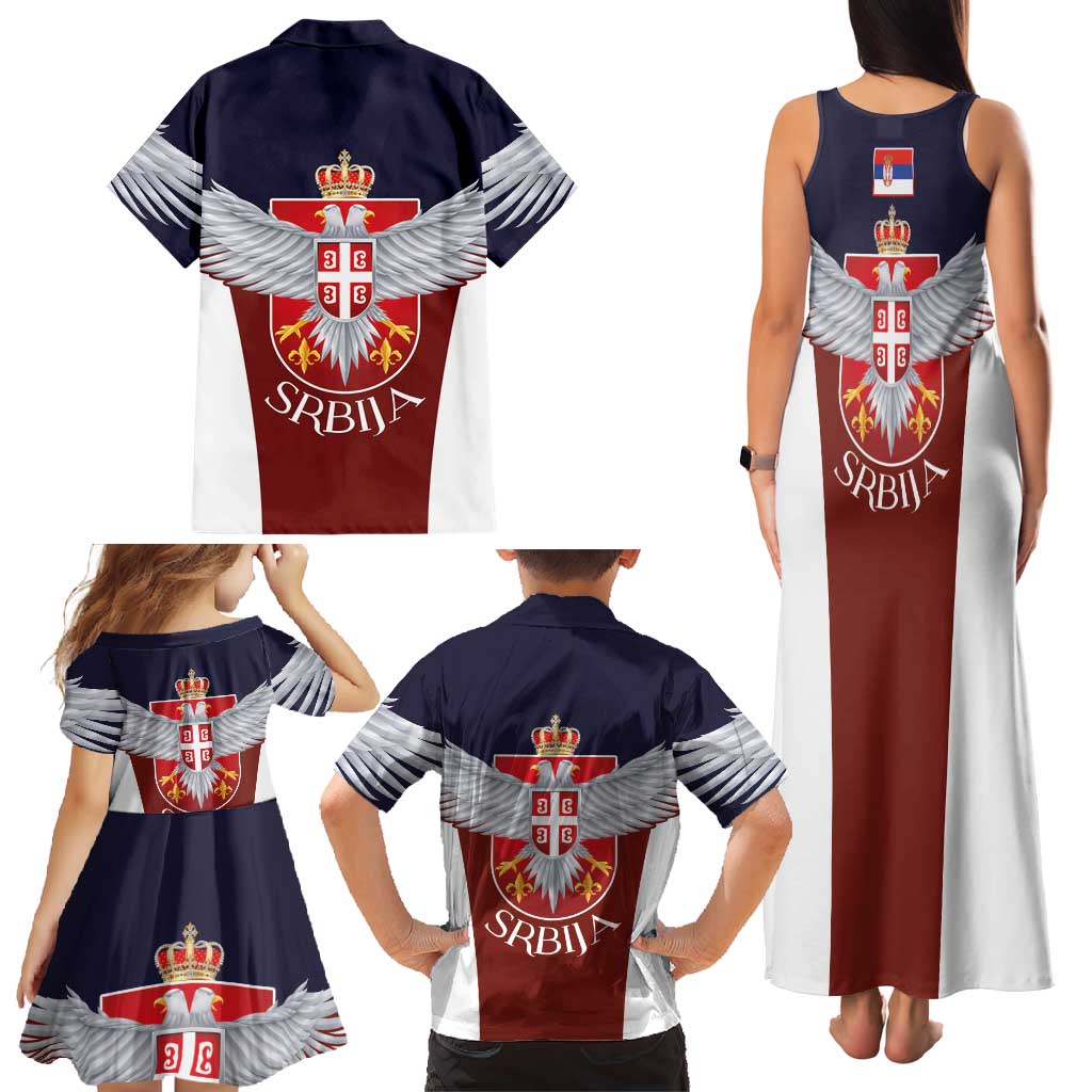 Serbia Family Matching Tank Maxi Dress and Hawaiian Shirt Double Headed Eage Emblem Sporty - Wonder Print Shop