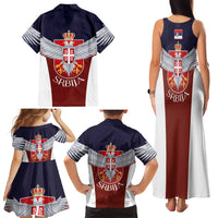 Serbia Family Matching Tank Maxi Dress and Hawaiian Shirt Double Headed Eage Emblem Sporty - Wonder Print Shop