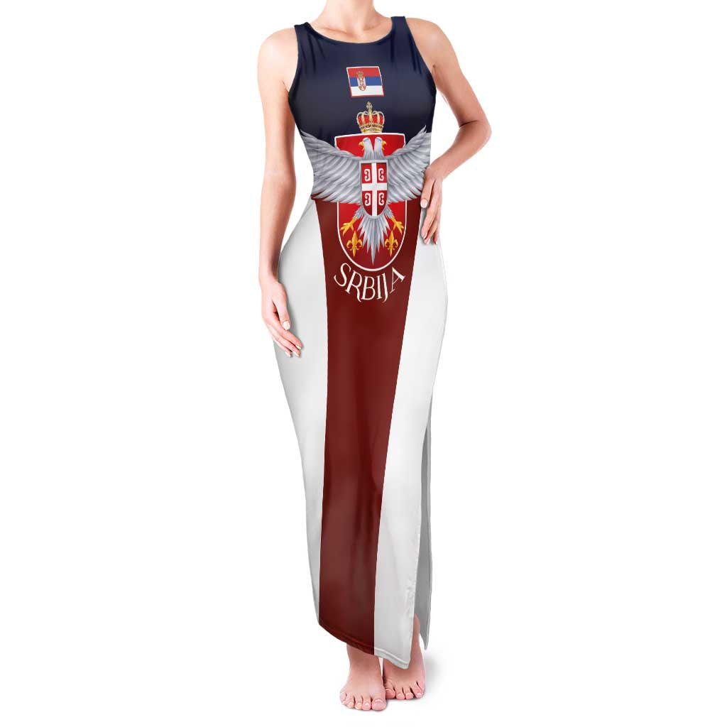 Serbia Family Matching Tank Maxi Dress and Hawaiian Shirt Double Headed Eage Emblem Sporty - Wonder Print Shop