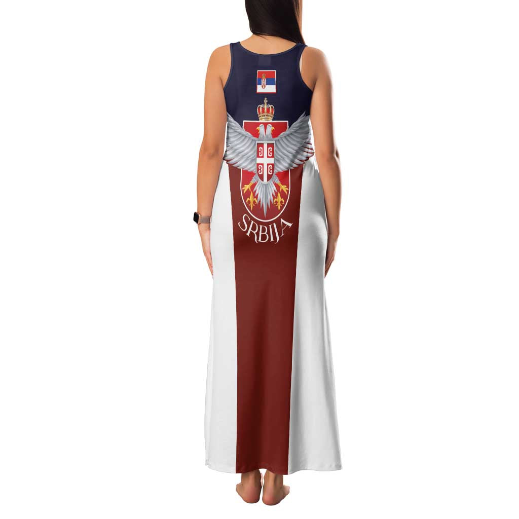 Serbia Family Matching Tank Maxi Dress and Hawaiian Shirt Double Headed Eage Emblem Sporty - Wonder Print Shop