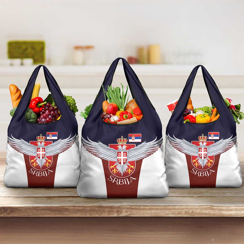 Serbia Grocery Bag Double Headed Eage Emblem Sporty - Wonder Print Shop