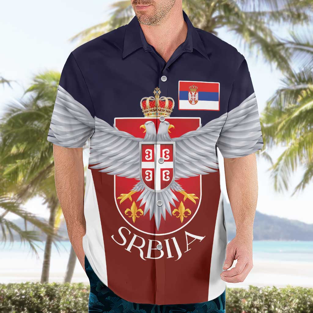 Serbia Hawaiian Shirt Double Headed Eage Emblem Sporty - Wonder Print Shop