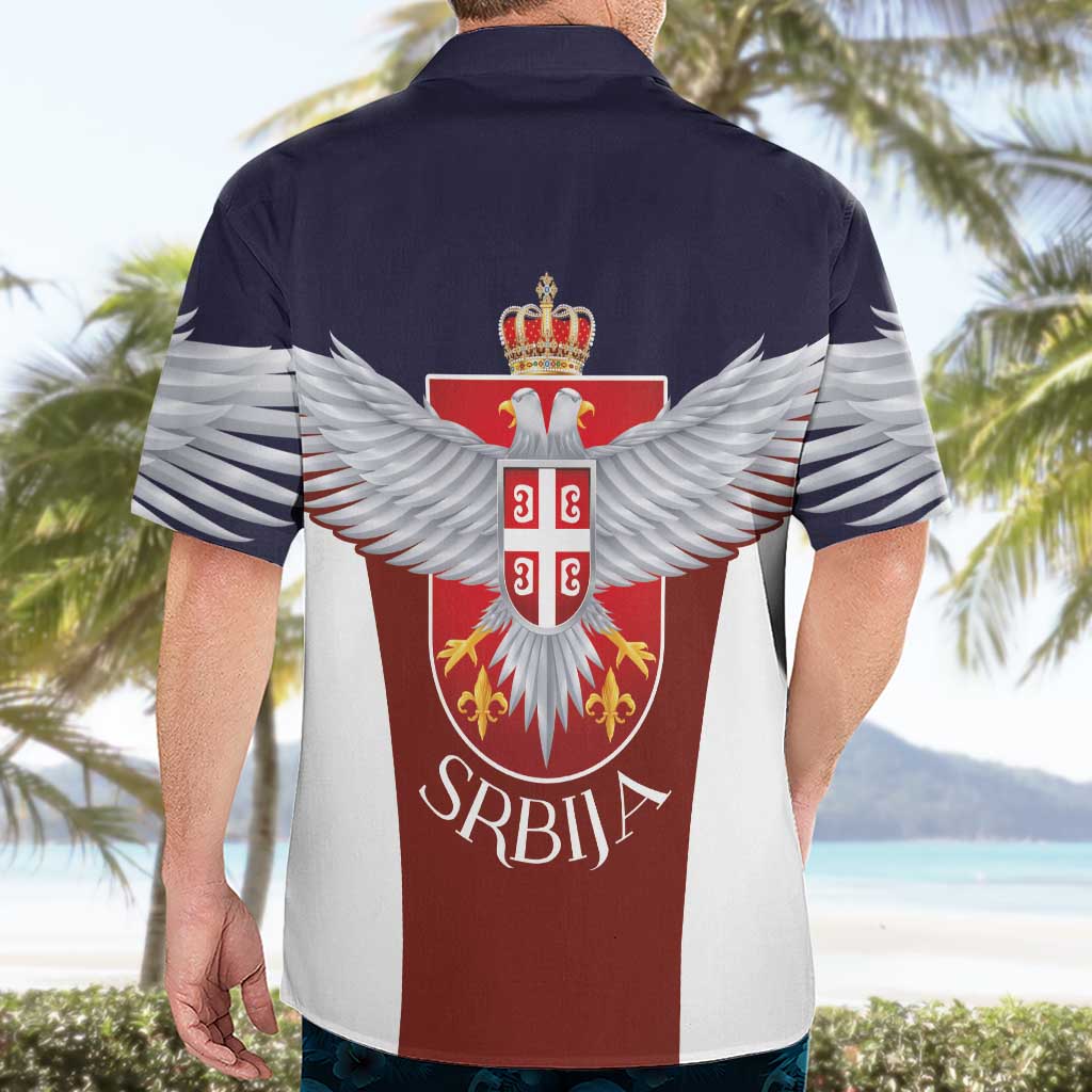 Serbia Hawaiian Shirt Double Headed Eage Emblem Sporty - Wonder Print Shop