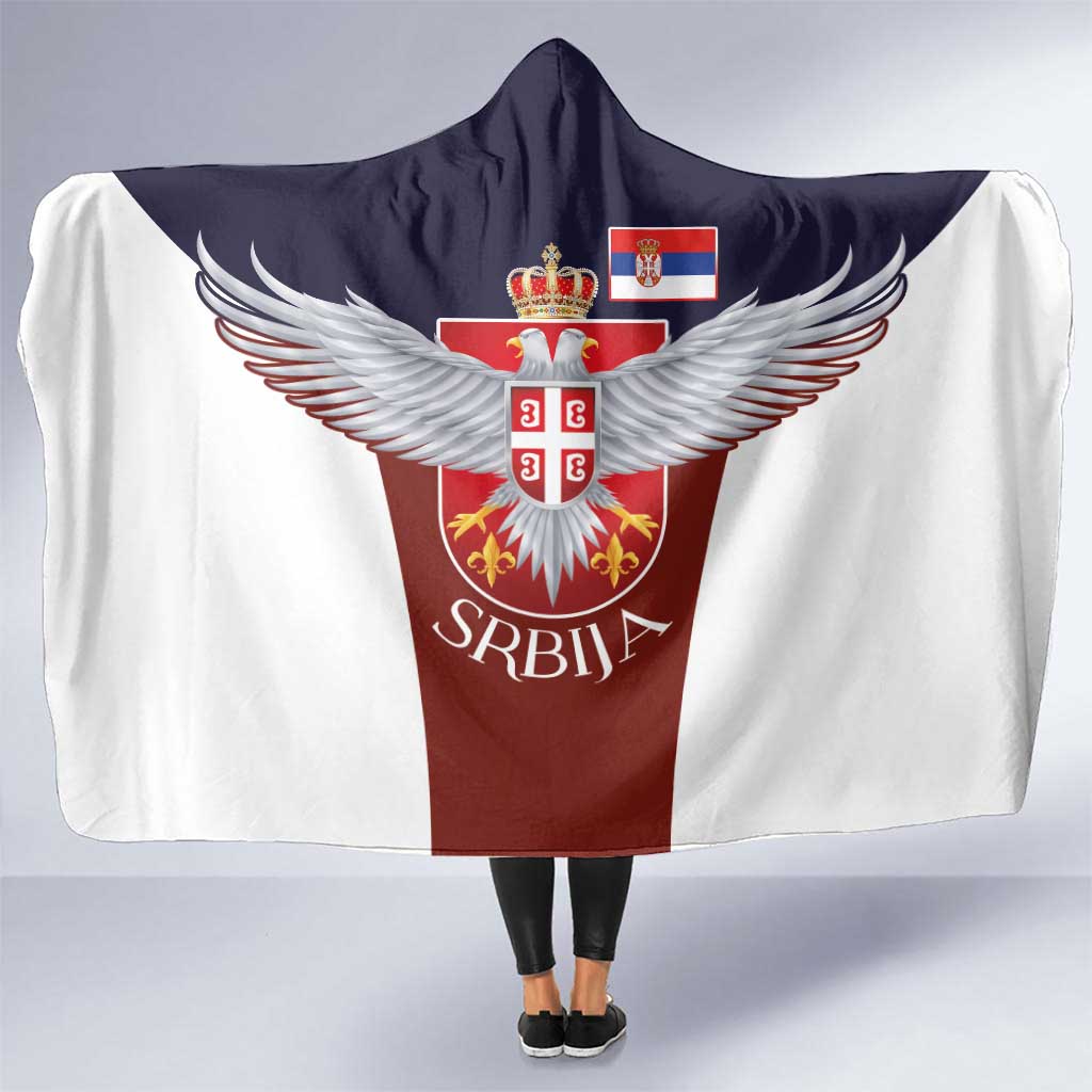 Serbia Hooded Blanket Double Headed Eage Emblem Sporty - Wonder Print Shop
