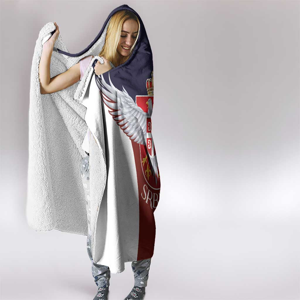 Serbia Hooded Blanket Double Headed Eage Emblem Sporty - Wonder Print Shop