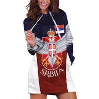 Serbia Hoodie Dress Double Headed Eage Emblem Sporty - Wonder Print Shop