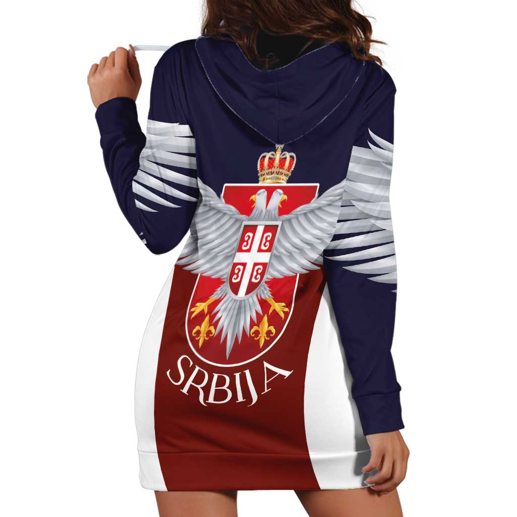 Serbia Hoodie Dress Double Headed Eage Emblem Sporty - Wonder Print Shop
